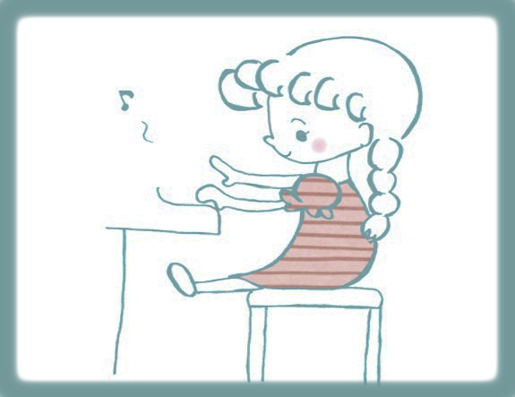 ピアノを弾いている女の子のイラスト